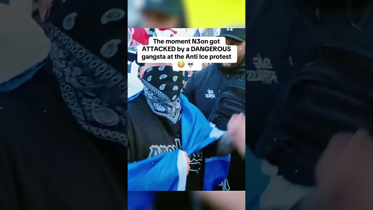 The moment N3on got ATTACKED by a DANGEROUS gangsta at the Anti Ice protest 😳 💀