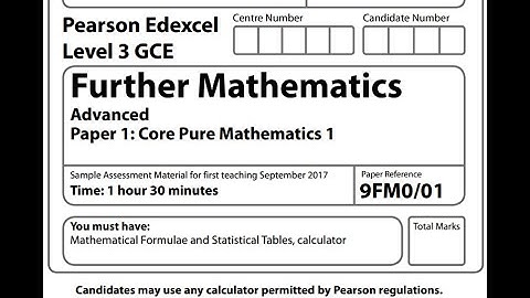 Core Pure paper 1 Sample Pearson Edexcel A level Further maths