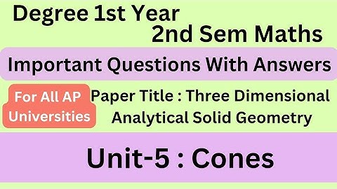 Degree 2nd semester maths unit-5 imp questions with answers #three_dimensional_geometry #bscmaths