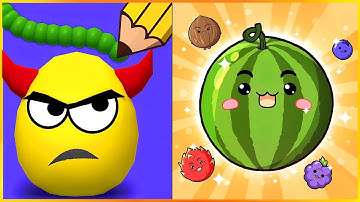 Draw to Smash VS Fruit Merge Drop - All Levels SpeedRun ep 1