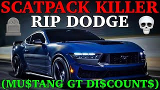 2024 Ford Mustang GT ($5,000 OFF MSRP) vs 2023 Dodge Charger Scat Pack ($20,000 OFF MSRP). Darkhorse