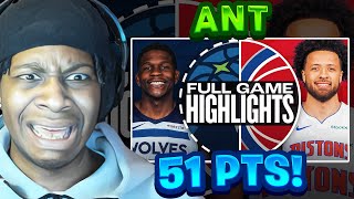 ANTMAN 51 PTS! Lvgit Reacts To TIMBERWOLVES at PISTONS | FULL GAME HIGHLIGHTS | January 4, 2025