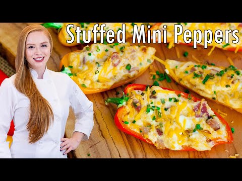 The BEST Cheesy Stuffed Mini Peppers Recipe! With Cheese, BACON & Tabasco! Game-Day Appetizer!