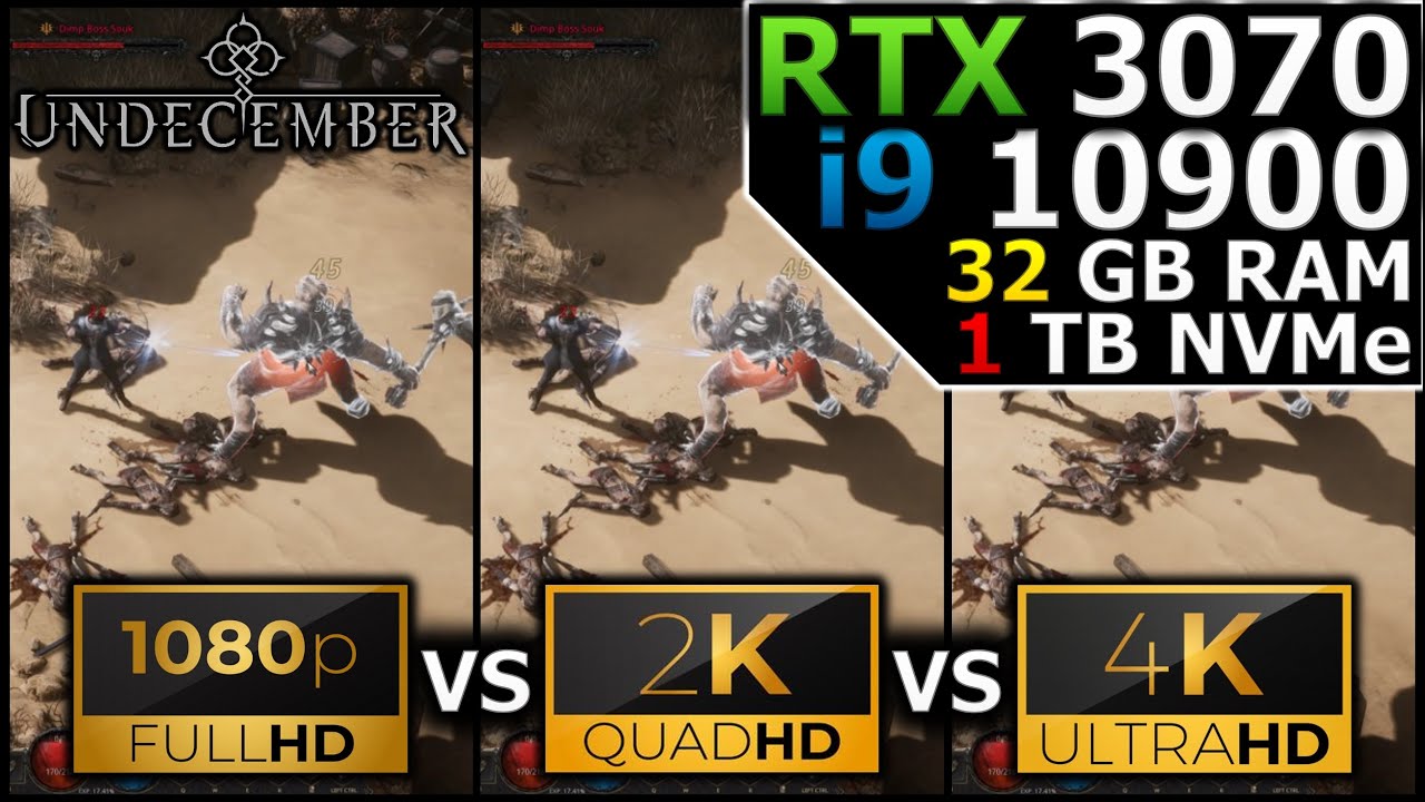 Undecember | 1080p vs 1440p vs 2160p | RTX 3070 | i9 10900 | 32GB RAM | 1TB NVMe