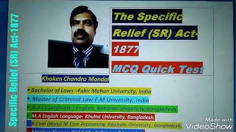 K.Mondal Law Practice , The Specific Relief Act-1877, MCQ Quick Test.
