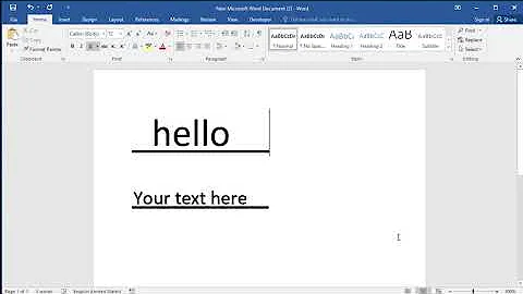 Write over a line in Word