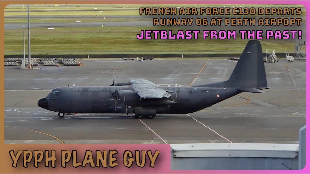 French Air Force C130 Departs RWY 06 at Perth Airport