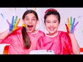 Learn Colors With Rainbow Hand Painting 🌈 Princesses In Real Life | Kiddyzuzaa