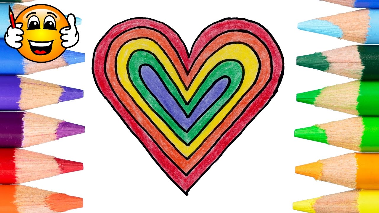 Learn How To Color And Draw A Rainbow Heart Coloring Page Draw With
