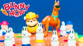 Playing the Bunny Hop Game with Paw Patrol Rubble vs Scooby Doo Toys screenshot 4