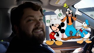 Mickey, Donald, and Goofy at Starbucks  Drive Thru Impressions