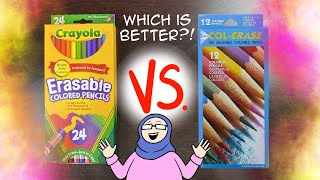 Prismacolor Col-Erase Pencils Vs Crayola Erasable Colored Pencils