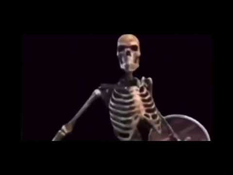skeleton banging shield
