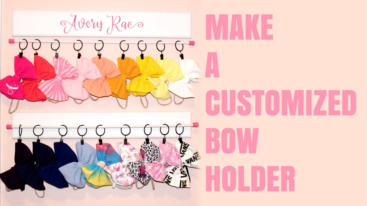 Make a DIY Customized bow holder out of wood, dowels, and a vinyl