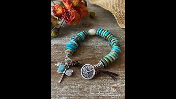 How to make Turquoise Leather Button Bracelet
