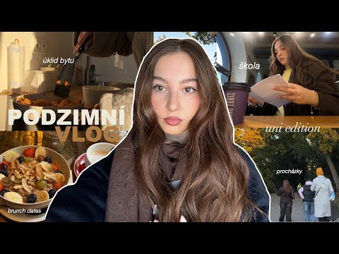 podzimní UNI VLOG! Škola, procházky, úklid bytu, nákupy, brunch s bestie, fitko & matcha latte ✨🍮
