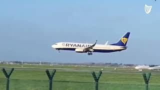Ryanair plane has a rocky approach & landing at Dublin Airport