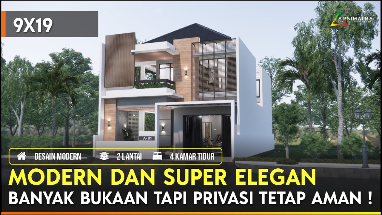 Privasi Nomor Satu ! Desain Rumah Modern 2 Lantai di Lahan 9x19