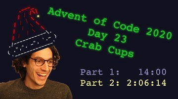 Advent of Code 2020 Day 23: Crab Cups (14:00/2:06:14, 233/1534)