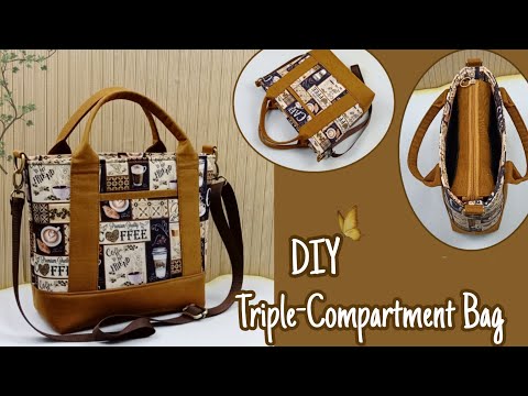 DIY Cara Membuat Tas/Triple-Compartment Bag Tutorial & Pattern