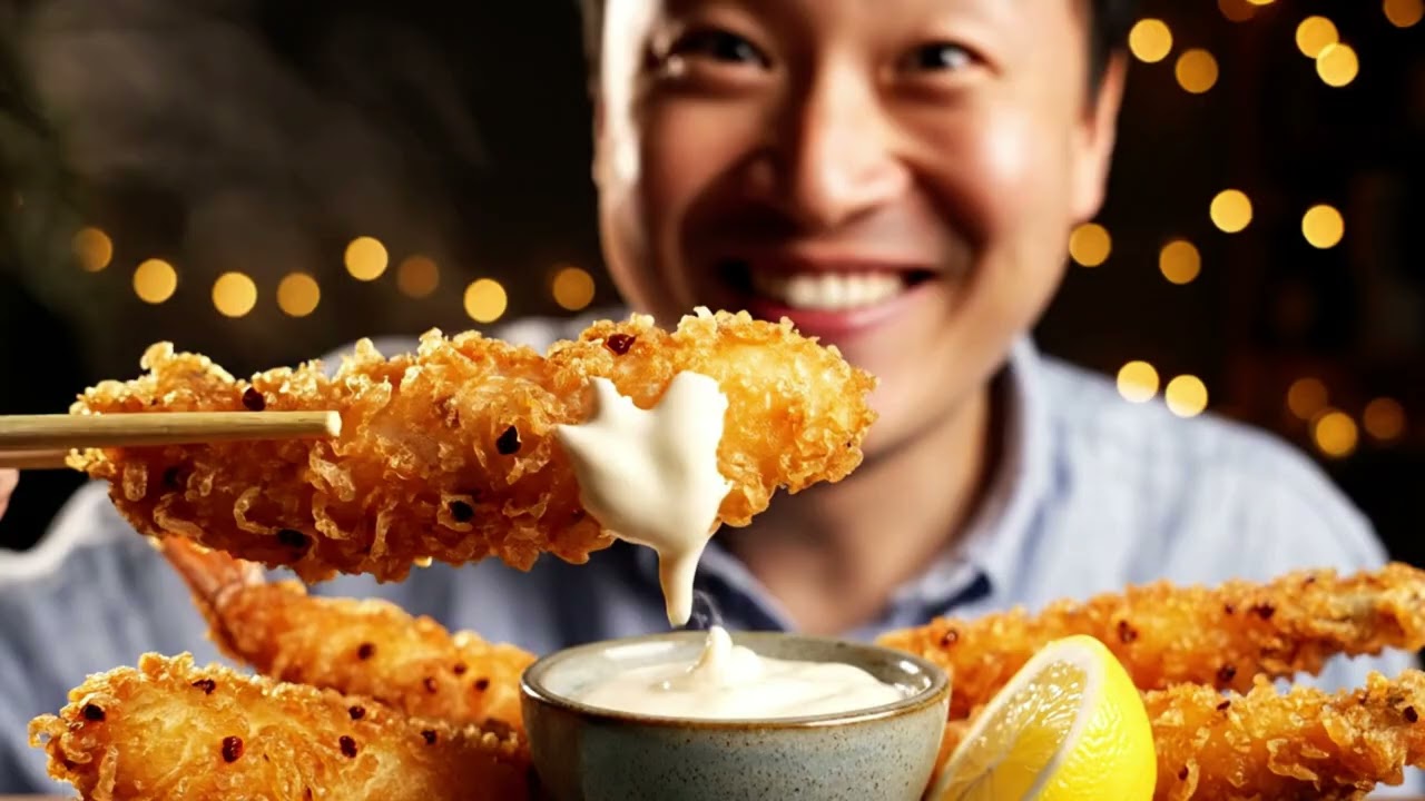 🍤 GIANT FRIED SHRIMP & Tartar Sauce Mukbang 🍋 King Tiger Prawn (Crunchy Real Sound)