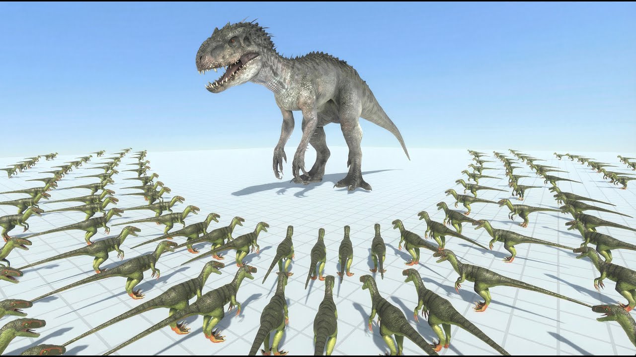 Indominus Rex or Megalodon - Which One Survives the Deinonychus Swarm? | Dinosaurs Simulation