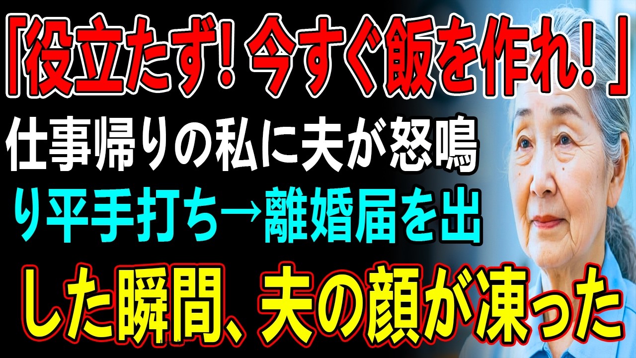 「役立たず！今すぐ飯を作れ！」仕事帰りの私に夫が怒鳴り平手打ち→離婚届を出した瞬間、夫の顔が凍った