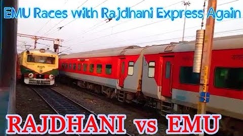 WAP7 Sealdah RAJDHANI vs KALYANI EMU Local train |Overtake, Reovertake, Parallel Action from Sealdah