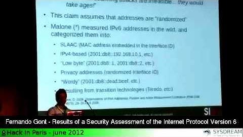 "Results of a Security Assessment of the Internet Protocol version 6 (IPv6)" (Hack In Paris 2012)