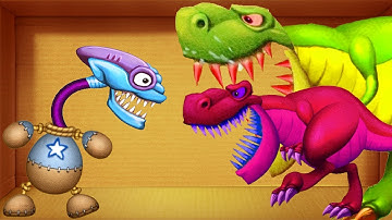 Dinosaurs T-Rex vs Aliens | Kick the Buddy vs Buddyman Kick 2 Android Gameplay