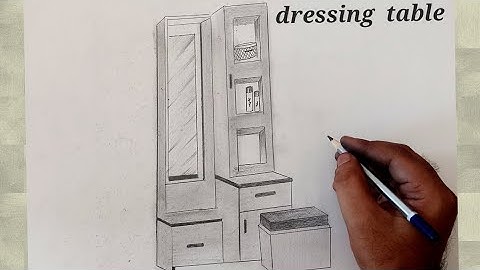 how to draw dressing table l dressing table drawing easy