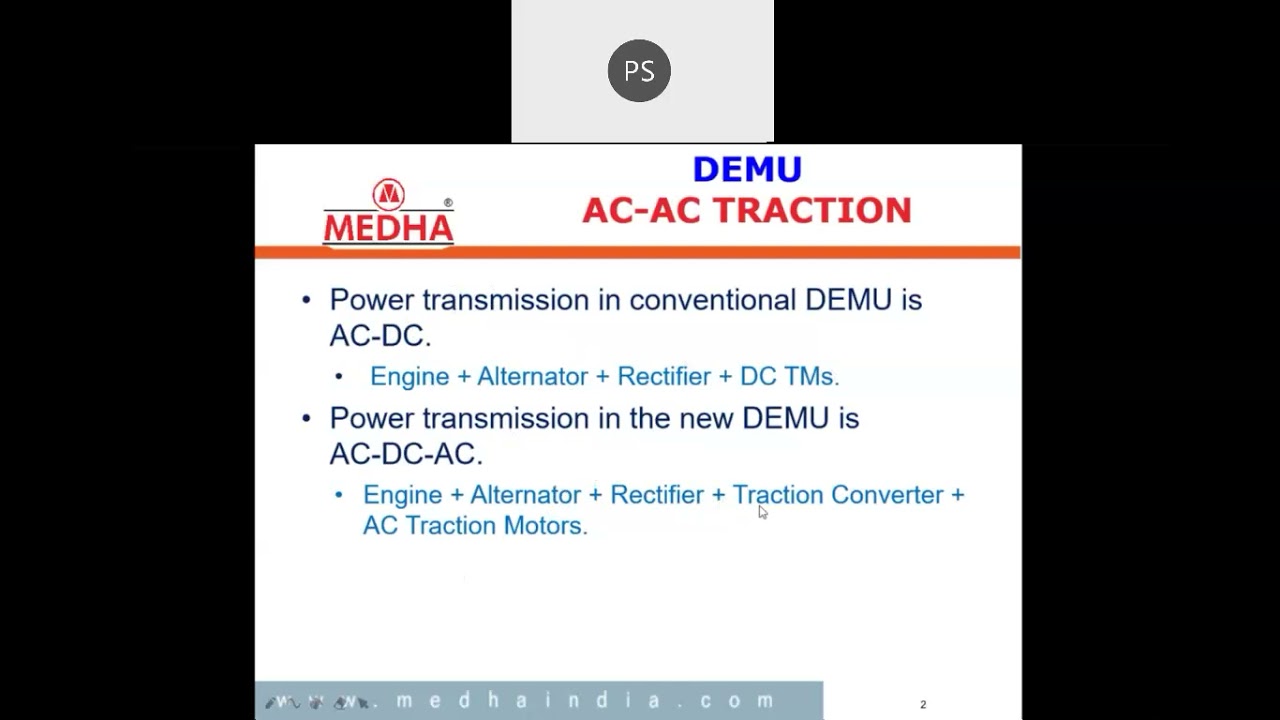 MEDHA TRACTION SYSTEM IN DEMU Mr. Pushkar, Senior Engineer, MEDHA