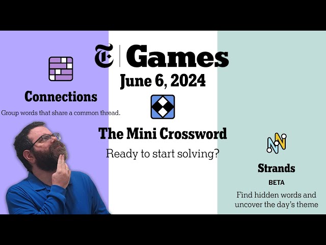 NYT Connections, Mini Crossword, and Strands | June 6, 2024 class=