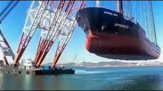 The biggest crane that lifts tons of ships. Incredibly powerful cranes.