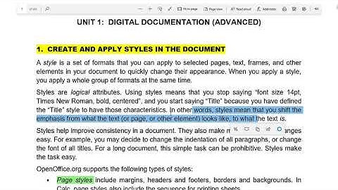 UNIT 1: DIGITAL DOCUMENTATION (ADVANCED) | PART-1 | TYPES OF STYLES | CLASS 10 IT 402 | CBSE