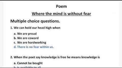 where the mind is without fear poem question answer exercise solution class 7 ratna sagar english