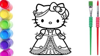 Princess Hello Kitty Drawing & Coloring 🐱👑 | Easy Coloring Page for Kids & Toddlers