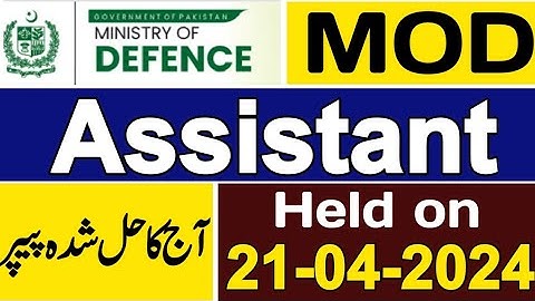 Assistant MOD solved paper 21-04-2024 | Today