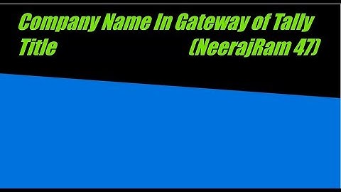 Tally TDL for Title Replacement in Gateway of Tally