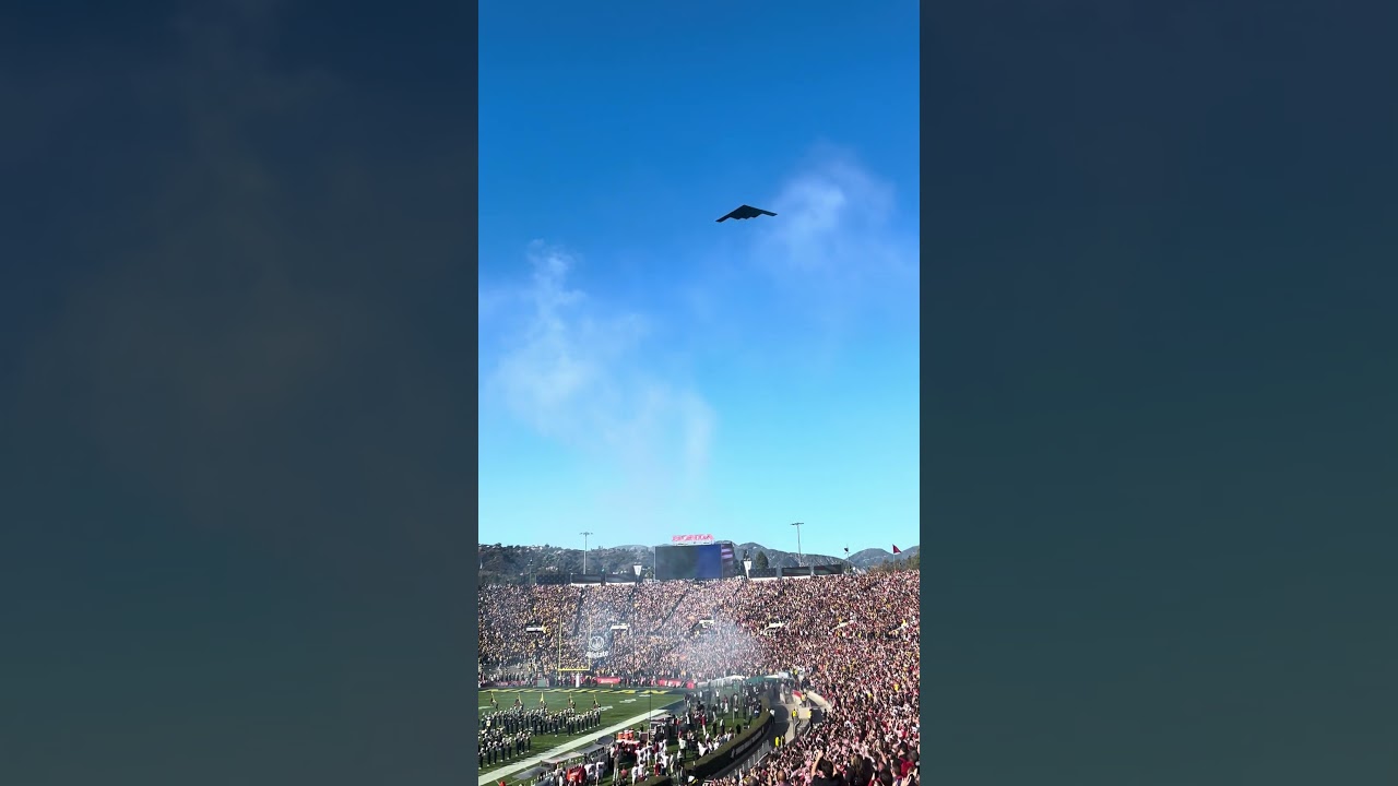 Stealth Bomber Flyover Rose Bowl 2024 University of Michigan vs. Alabama