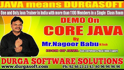 Regular Class Room Session at DURGASOFT @ 10:00 AM Batch  by  Nagoor Babu sir