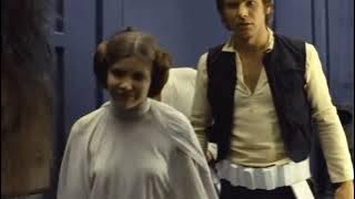 Carrie Fisher bounces in the white dress in Star Wars