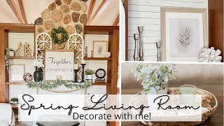 COZY SPRING LIVING ROOM DECORATE WITH ME | NEUTRAL FARMHOUSE SPRING LIVING ROOM DECOR 2022