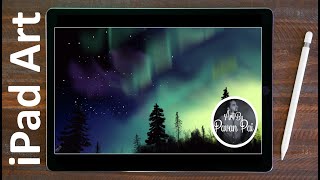 iPad Art: The Aurora  ( iPad Painting Time Lapse ) / How to Paint on iPad screenshot 3