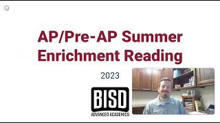 Pre-AP & AP Summer Reading 2023