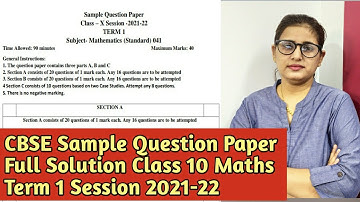 Sample Paper of Class 10 Maths (Term 1) Full Solution/Section A Standard Maths Sample Paper/CBSE SQP