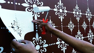 Simple wall# stencil design# for DIY home decor. खूबसूरत दीवार डिजाइन
