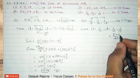 Class 10 Maths Ex 5.3 Q1 (Arithmetic Progression, AP) Ncert, CBSE, Find the sum of following APs: