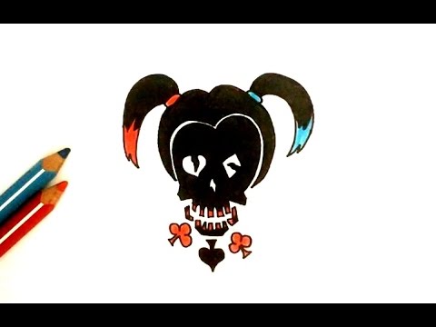 How To Draw Harley Quinn Suicid Squad Skull