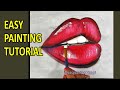 How to paint RED LIPS | Acrylic painting step by step